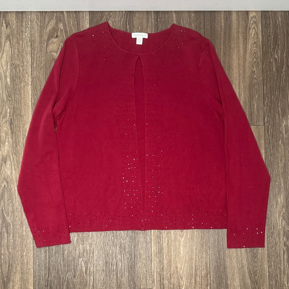 Charter Club Red Cardigan Sweater Women’s Size Large - Picture 13 of 13
